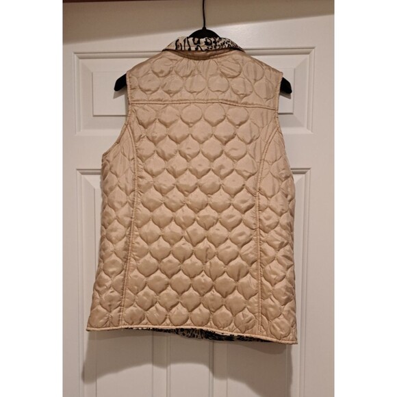 NEW W/tags Reversible Quilted Vest Gold Leopard Print Ladies S Casual Identity - Picture 2 of 11
